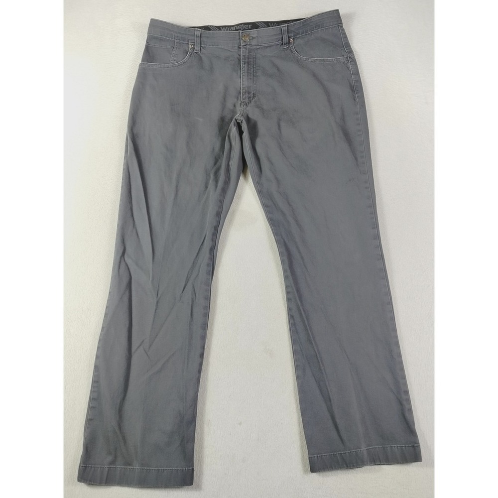 Wrangler Pants Mens 38 Gray Khakis Straight Leg Chino Casual